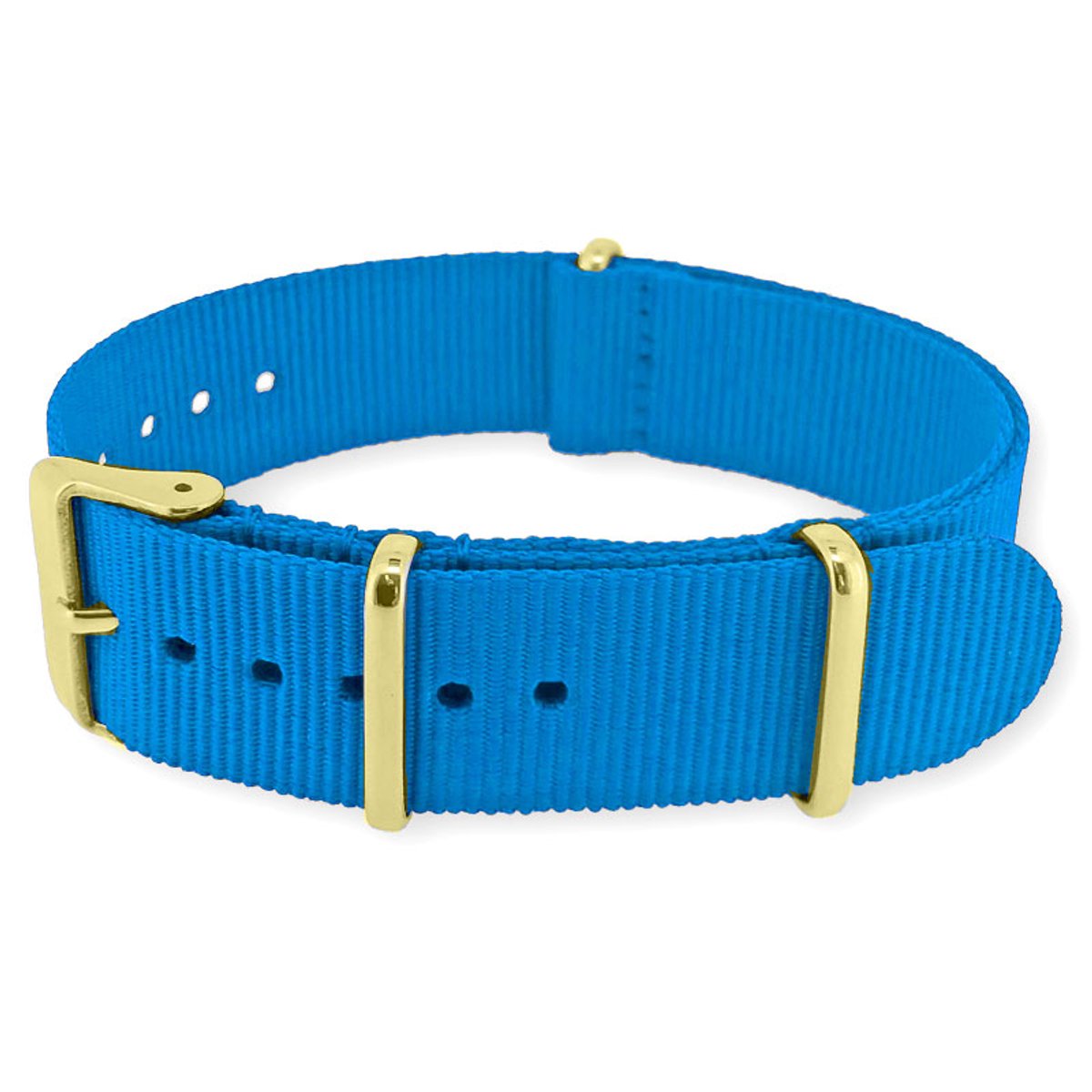 NATO Horlogeband G10 Military Nylon Strap - Lichtblauw - Goud Staal - 22mm