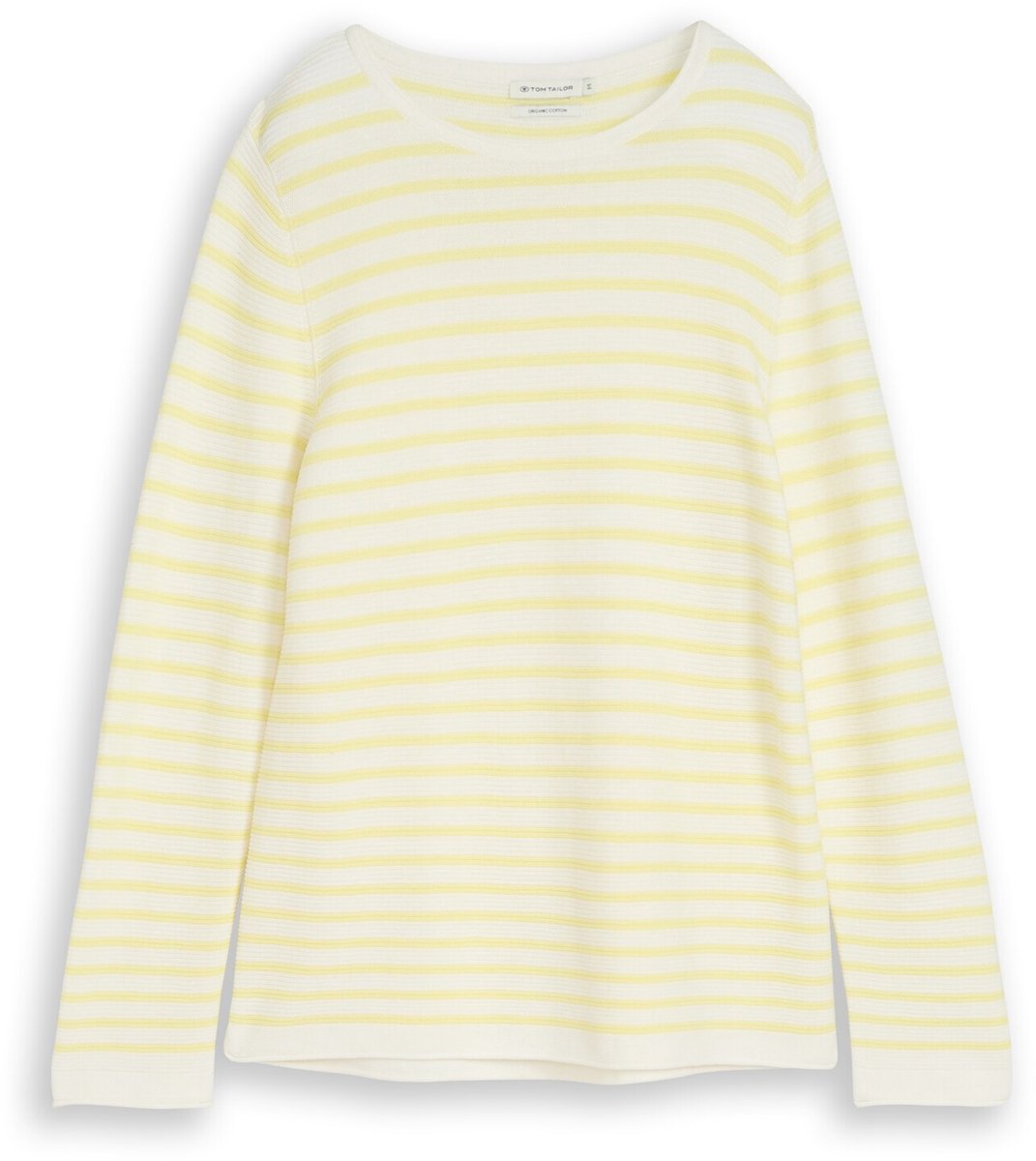 Tom Tailor - Gebreide trui van katoen - Maat XXL - yellow offwhite knit stripe