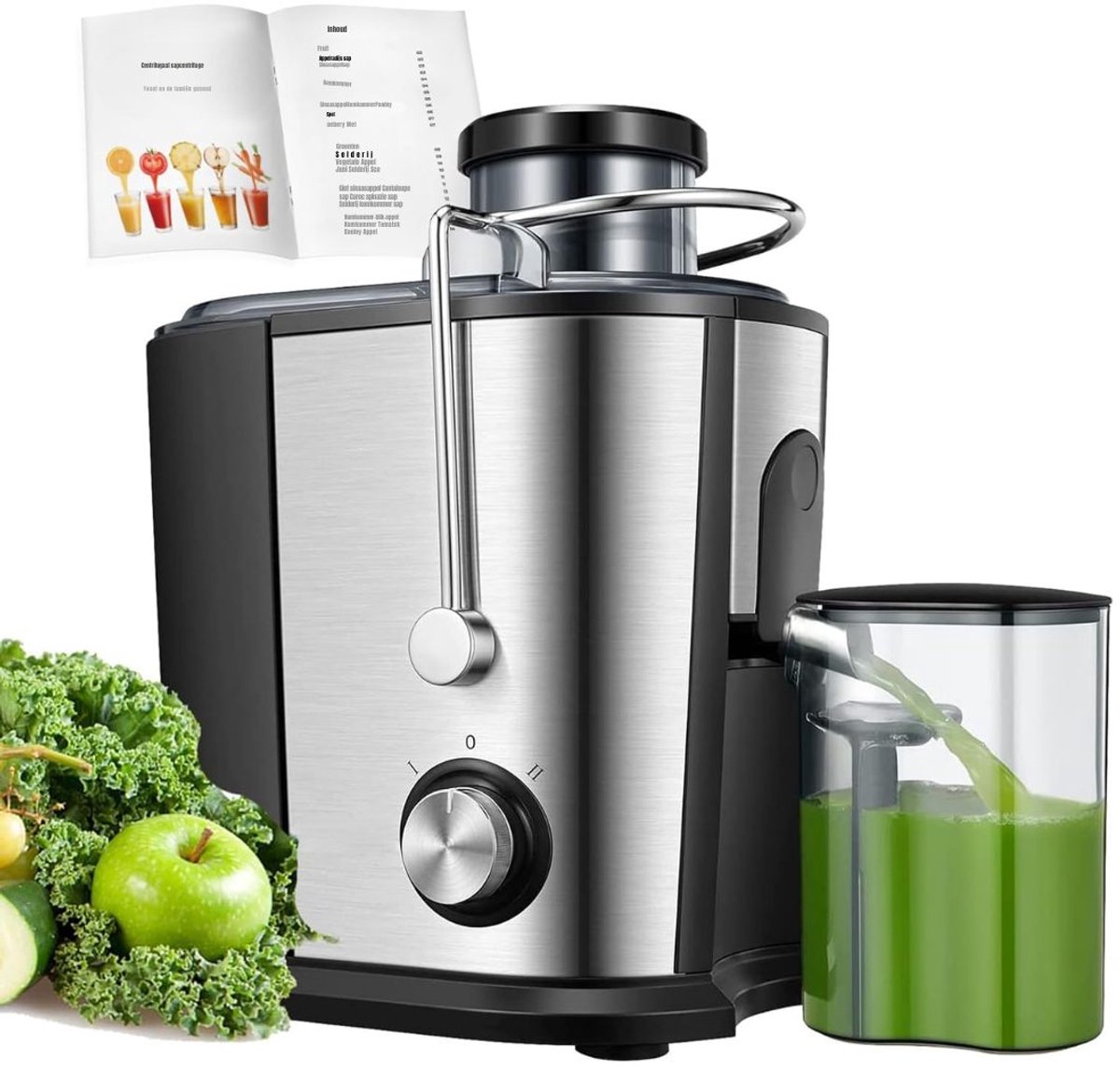 Aura® Sapcentrifuges groenten en fruit - Sapcentrifuges - Slowjuicer - Zilver - ‎20cm x 5cm x 15cm