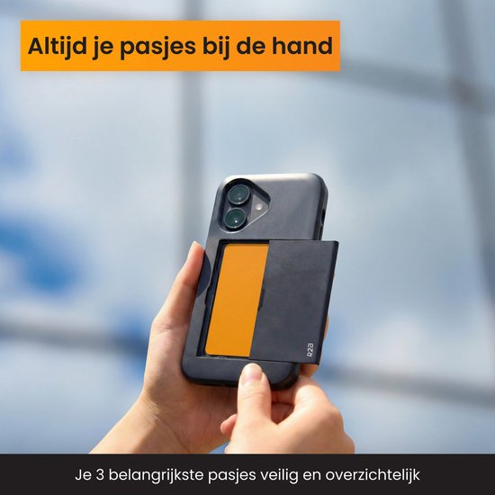 Étui R2B pour iPhone 17 avec porte-cartes - 3 cartes - Protection d'écran - Housses de téléphone - Étui pour téléphone portable pour iPhone 17 - Modèle Utrecht