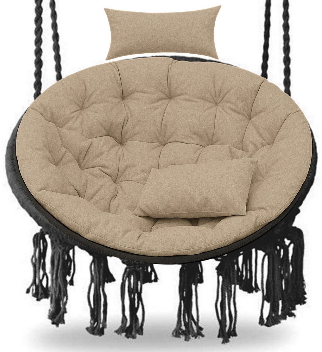 Blomster premium kussen voor hangstoel en coconstoel, waterafstotend, schuimvulling, beige