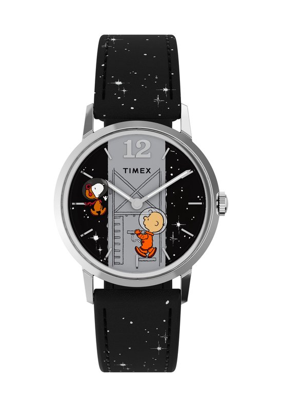 Timex Timex X Peanuts® Marlin® Hand-Wound Space Mechanisch Handopwindhorloge Zwart Kast: 100% Roestvrij Staal | Armband 100% Leer Round TW2W89700OX
