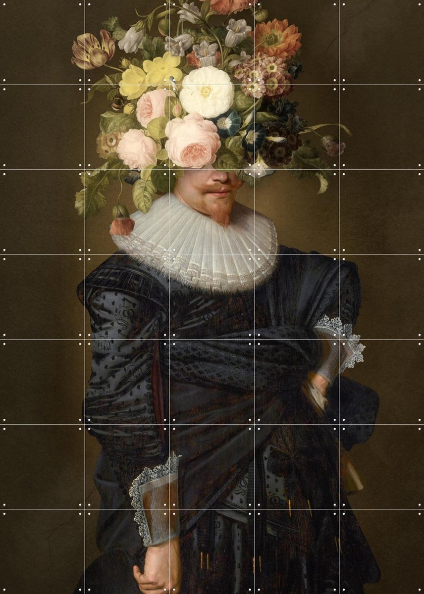 IXXI Portrait of a Man, Marja van den Hurk - 100 x 140 cm - Gratis ophangtool - Grote wanddecoratie en posters - Schilderijen, Surrealisme, Grafisch