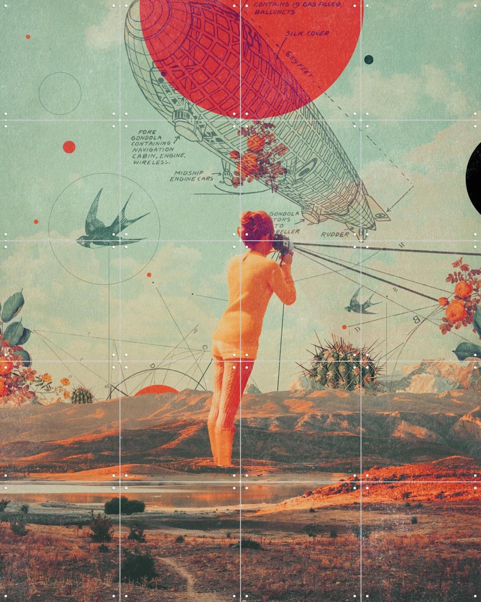IXXI Rover, Frank Moth - 80 x 100 cm - Gratis ophangtool - Grote wanddecoratie en posters - Vintage, Digitale Kunst, Collage, Gemengde Technieken