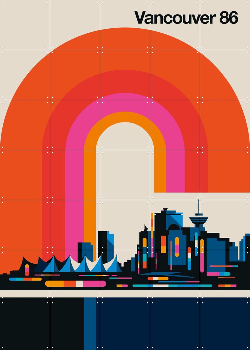 IXXI Vancouver 86, Bo Lundberg - 100 x 140 cm - Gratis ophangtool - Grote wanddecoratie en posters - Geometrische Kunst, Kleurrijk, Pop art, Digitale