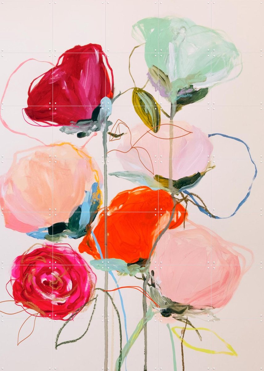 IXXI Time, Leigh Viner - 100 x 140 cm - Gratis ophangtool - Grote wanddecoratie en posters - Abstract, Kleurrijk, Kwaststreken, Illustraties