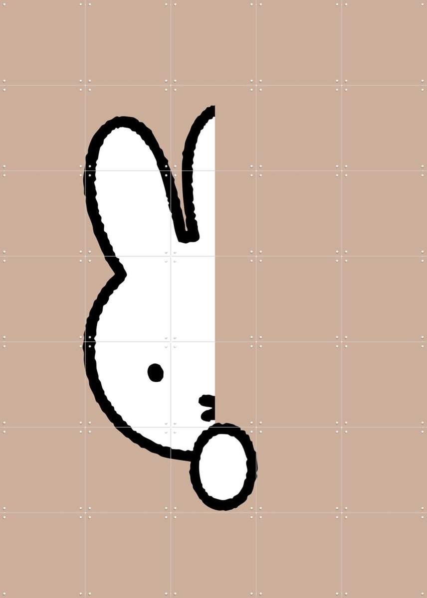 IXXI Nijntje Verstoppertje Zand, Nijntje - 100 x 140 cm - Gratis ophangtool - Grote wanddecoratie en posters - Line art, Illustraties, Cartoonesk