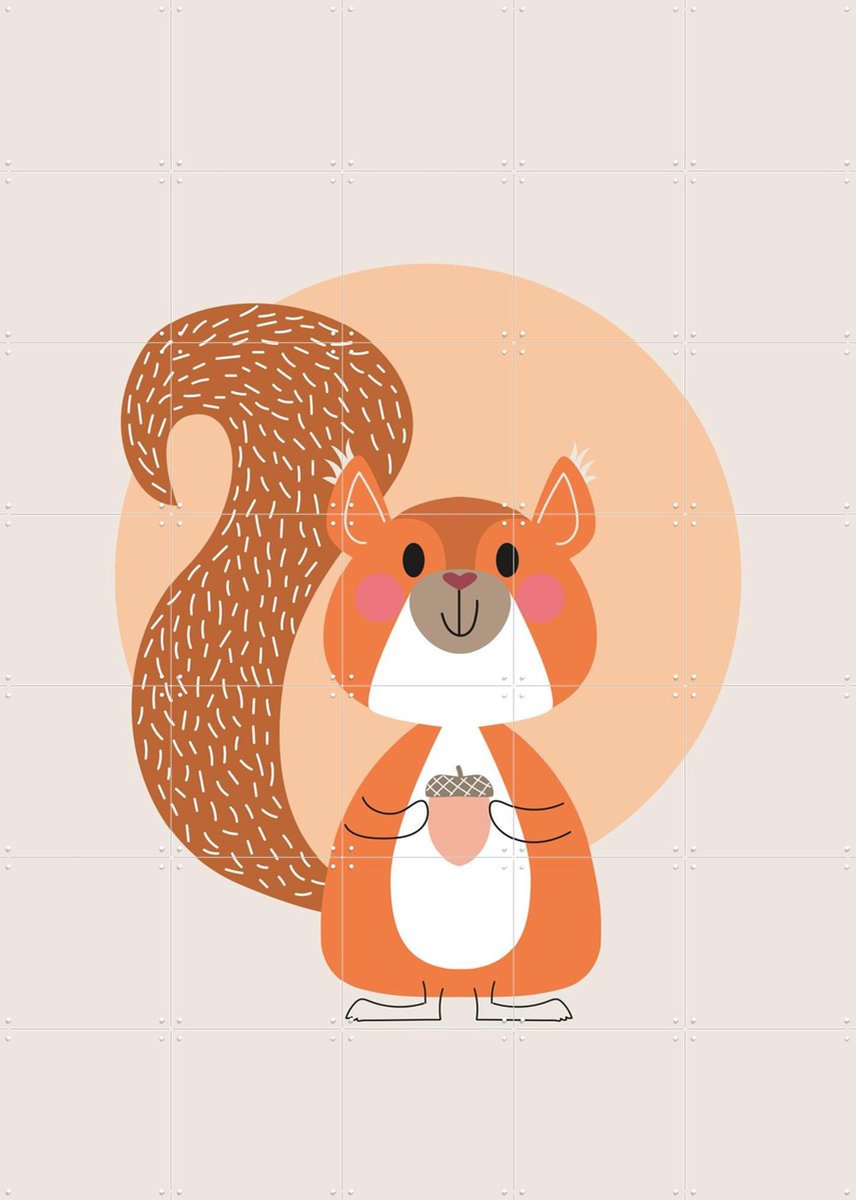 IXXI Squirrel, Jetske Kox - 100 x 140 cm - Gratis ophangtool - Grote wanddecoratie en posters - Digitale Kunst, Cartoonesk, Speels, Illustraties