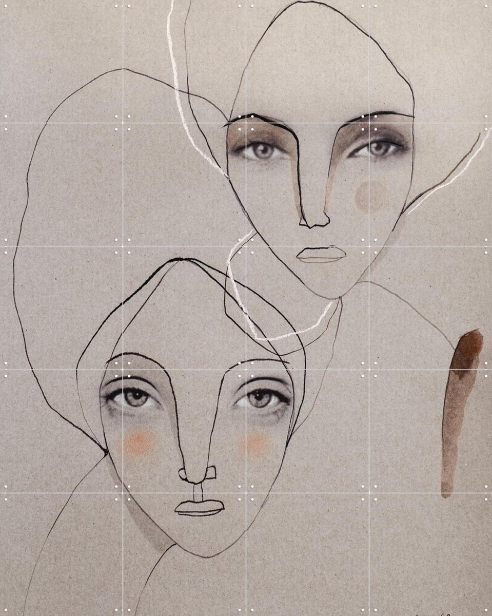 IXXI Pepper and Pearl, Lemholt N' Bergman - 80 x 100 cm - Gratis ophangtool - Grote wanddecoratie en posters - Line art, Illustraties, Slaapkamer
