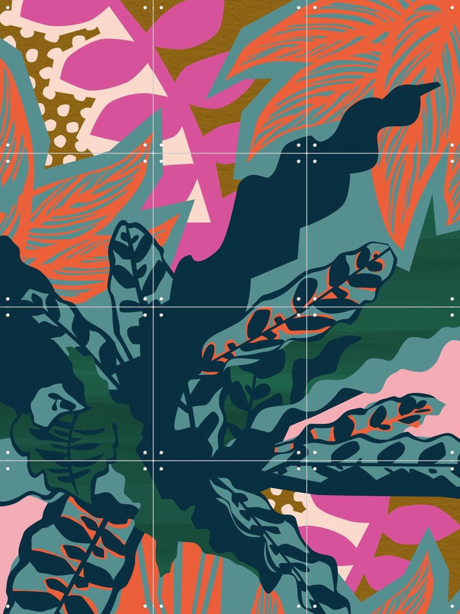 IXXI Calathea, Megan Gallagher - 60 x 80 cm - Gratis ophangtool - Grote wanddecoratie en posters - Grafisch Ontwerp, Kleurrijk, Digitale Kunst