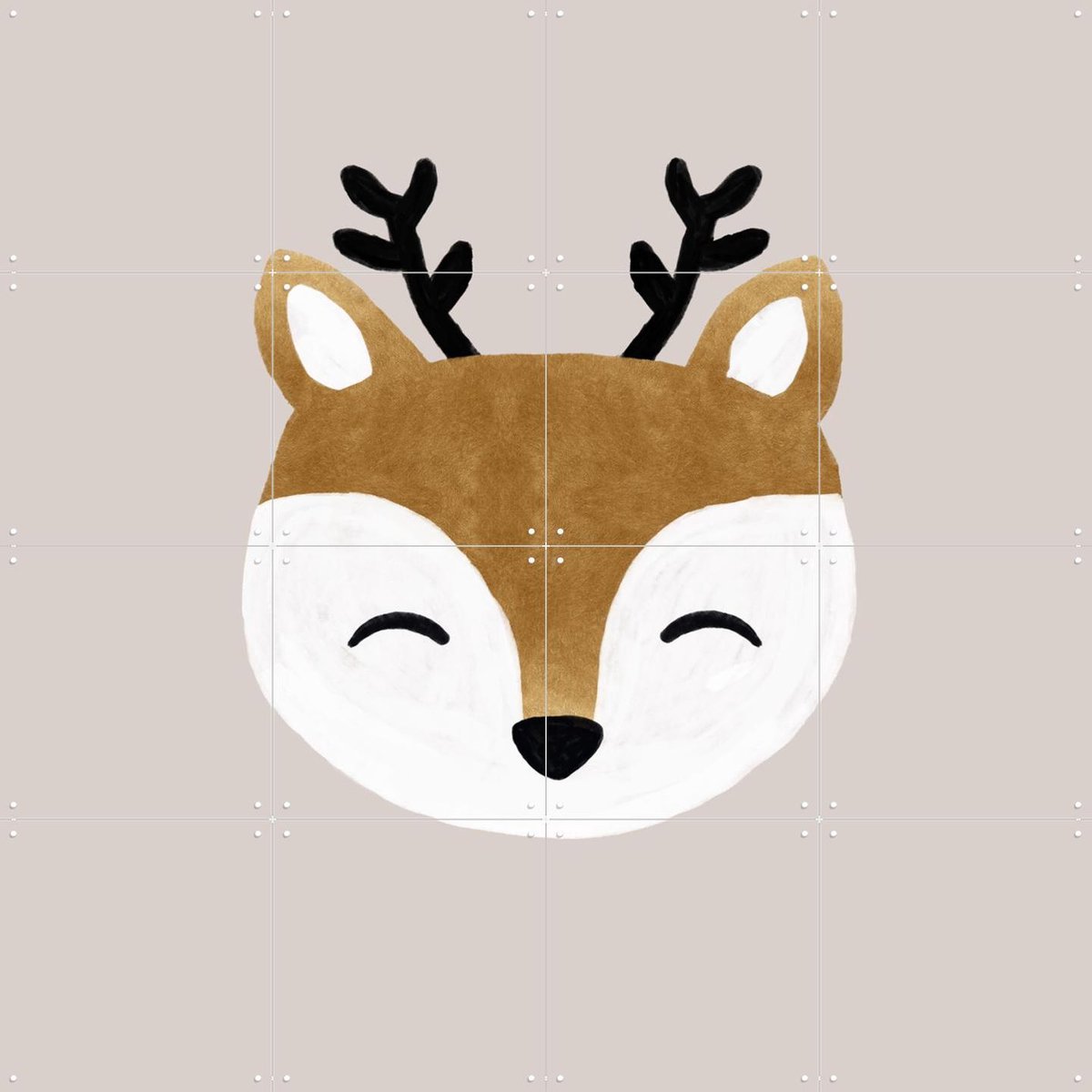 IXXI Xmas Deer, Orara Studio & Various - 80 x 80 cm - Gratis ophangtool - Grote wanddecoratie en posters - Illustraties, Speels, Cartoonesk, Winter