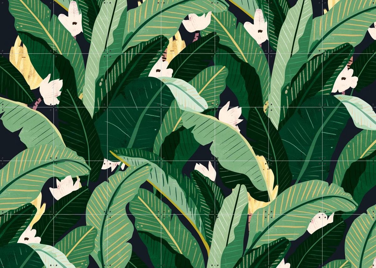 IXXI Banana Leaf Dark Green, Lotte Dirks - 140 x 100 cm - Gratis ophangtool - Grote wanddecoratie en posters - Grafisch Ontwerp, Illustraties