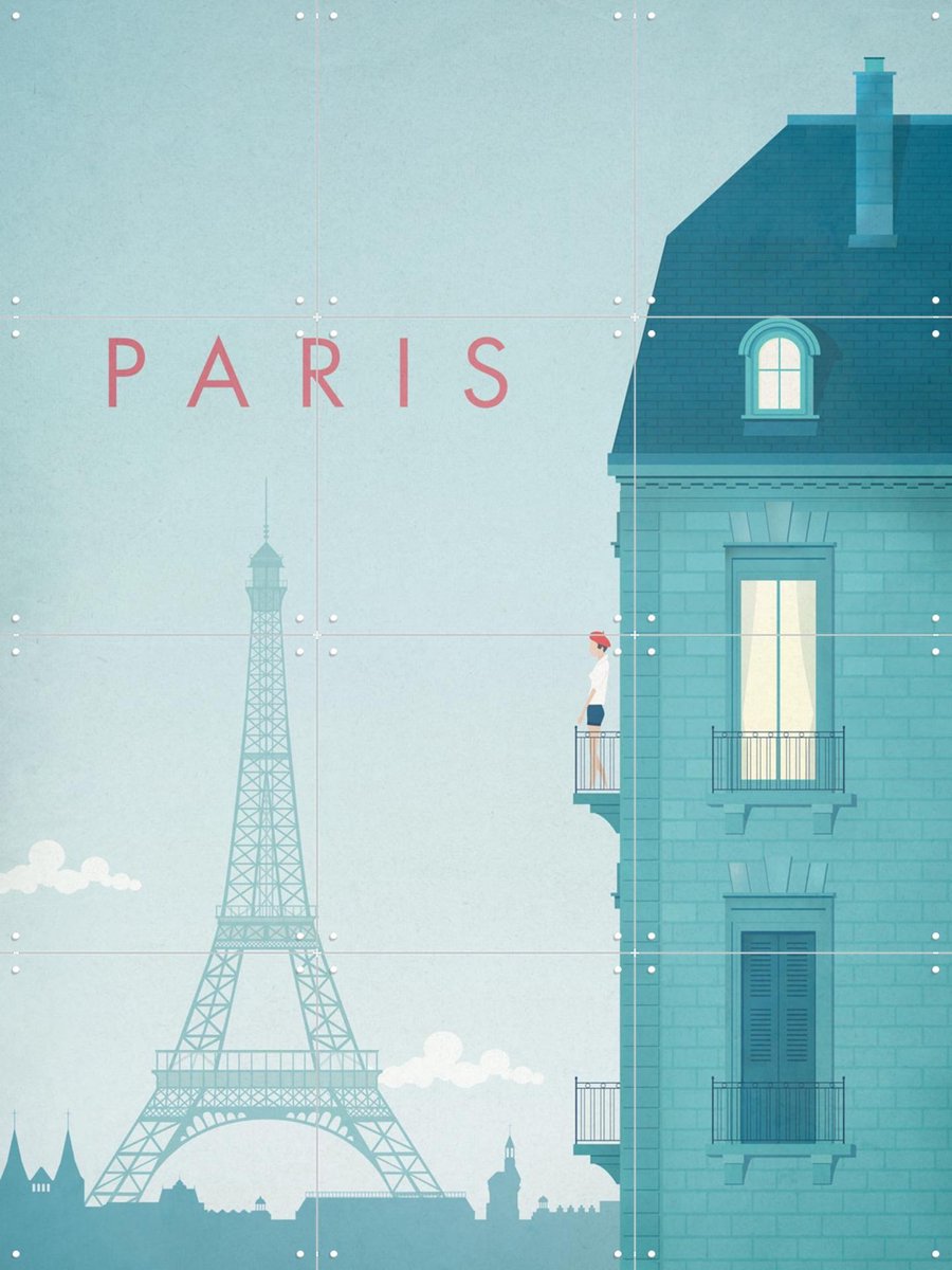 IXXI Paris, Henry Rivers - 60 x 80 cm - Gratis ophangtool - Grote wanddecoratie en posters - Illustraties, Digitale Kunst, Kleurrijk, Minimalisme
