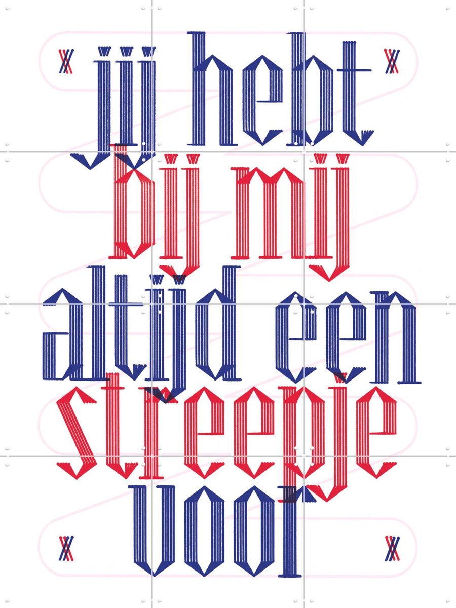 IXXI Streepje voor, Studio Turbo - 60 x 80 cm - Gratis ophangtool - Grote wanddecoratie en posters - Grafisch Ontwerp, Typografie, Speels, Woonkamer