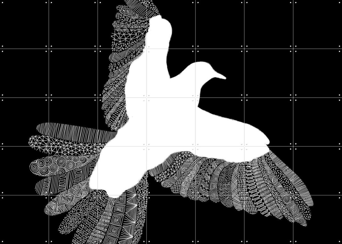 IXXI Bird, Florent Bodart - 140 x 100 cm - Gratis ophangtool - Grote wanddecoratie en posters - Grafisch Ontwerp, Minimalisme, Illustraties, Line art