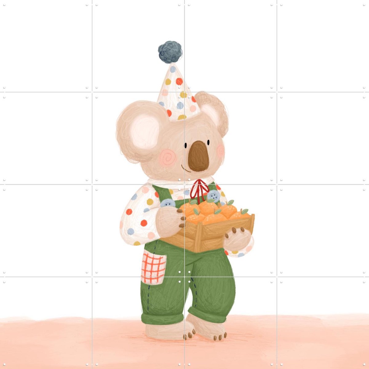 IXXI Orange Koala, Studio Phie - 80 x 80 cm - Gratis ophangtool - Grote wanddecoratie en posters - Fantasierijk, Speels, Cartoonesk, Illustraties
