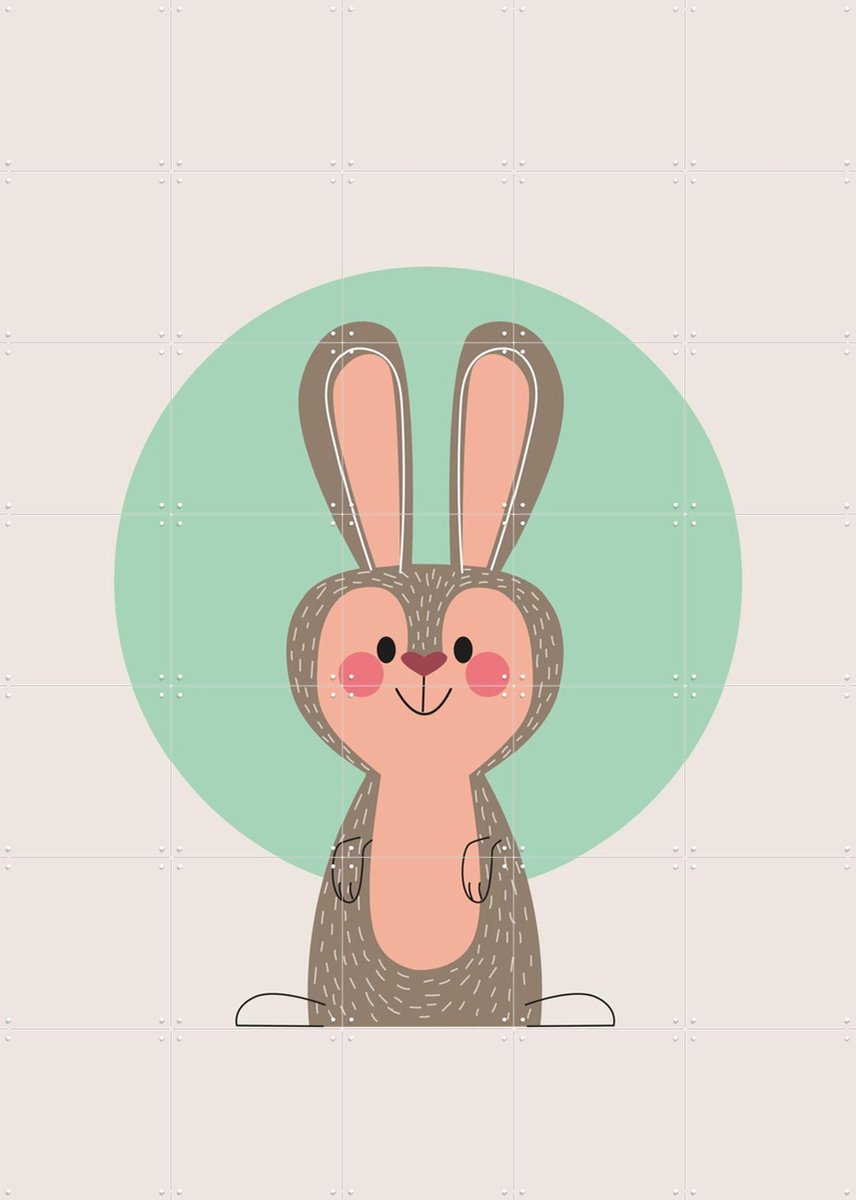 IXXI Rabbit, Jetske Kox - 100 x 140 cm - Gratis ophangtool - Grote wanddecoratie en posters - Speels, Illustraties, Cartoonesk, Digitale Kunst
