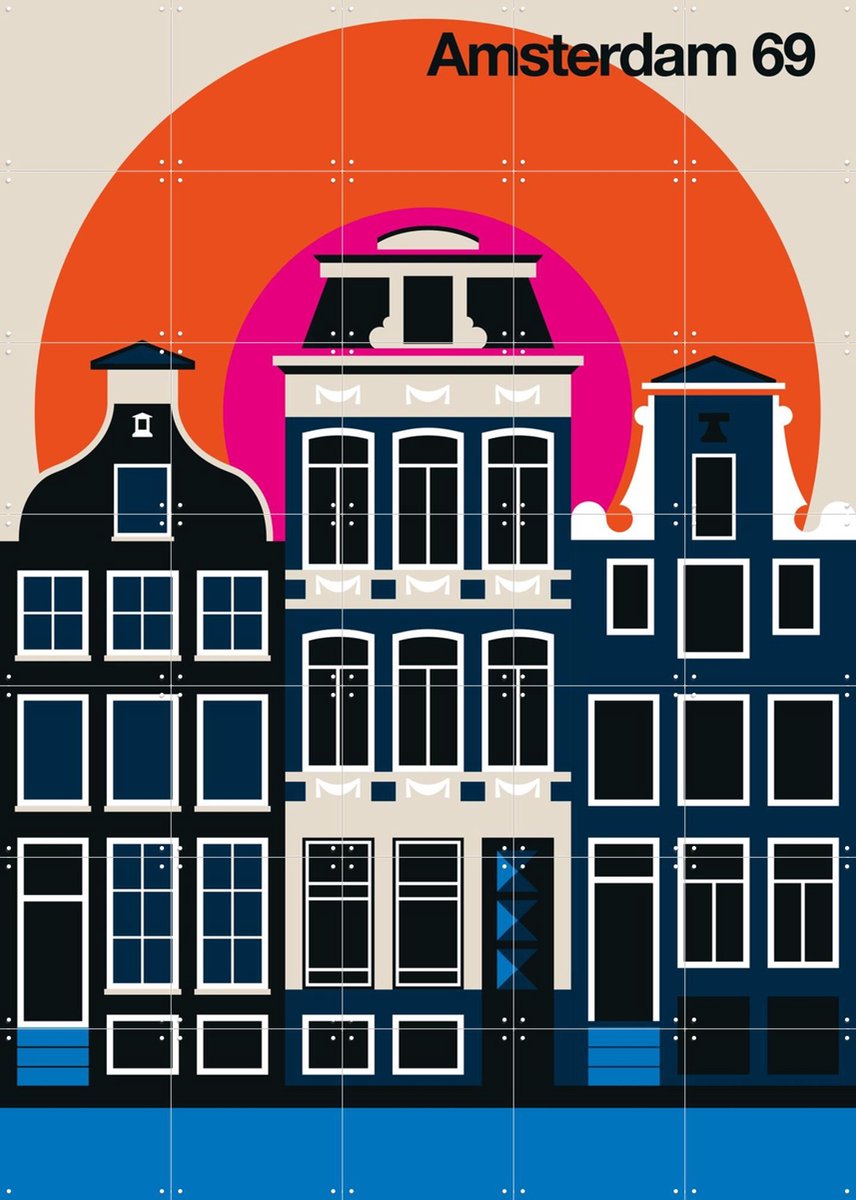 IXXI Amsterdam 69, Bo Lundberg - 100 x 140 cm - Gratis ophangtool - Grote wanddecoratie en posters - Kleurrijk, Illustraties, Geometrische Kunst