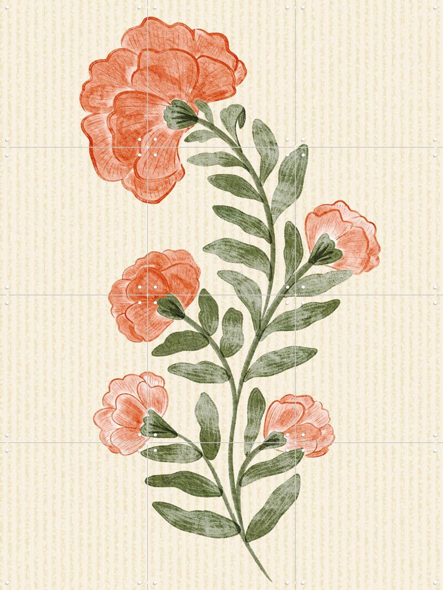 IXXI Marigold Flowers, Nikita Jariwala & Various - 60 x 80 cm - Gratis ophangtool - Grote wanddecoratie en posters - Illustraties, Naturalisme