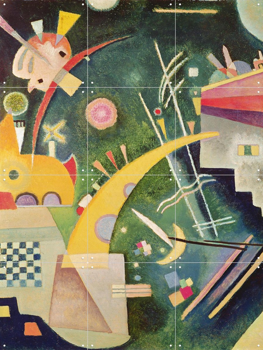 IXXI Hornform, Kandinsky & Bridgeman Images - 60 x 80 cm - Gratis ophangtool - Grote wanddecoratie en posters - Kleurrijk, Klassiek, Abstract