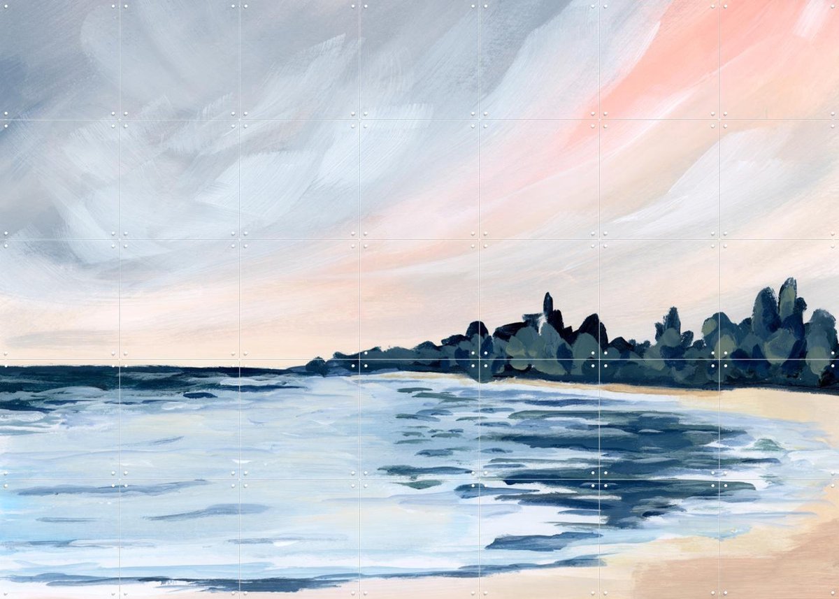 IXXI Pink Sky at Night, Green Barn Studio - 140 x 100 cm - Gratis ophangtool - Grote wanddecoratie en posters - Impressionisme, Kleurrijk, Aquarel