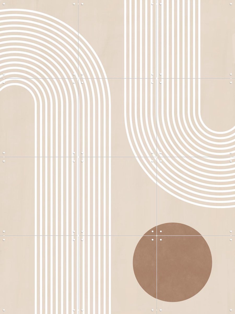 IXXI Beige Arc Poster No.1, Elena Ristova & Various - 60 x 80 cm - Gratis ophangtool - Grote wanddecoratie en posters - Abstract, Abstract
