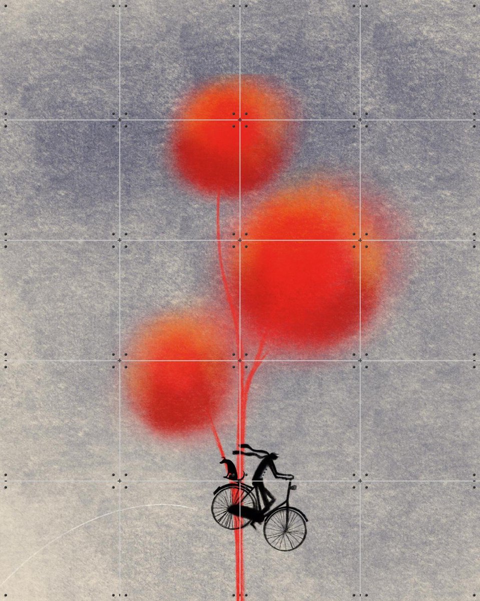 IXXI Bicycle, Jeska Verstegen - 80 x 100 cm - Gratis ophangtool - Grote wanddecoratie en posters - Minimalisme, Speels, Illustraties, Fantasierijk