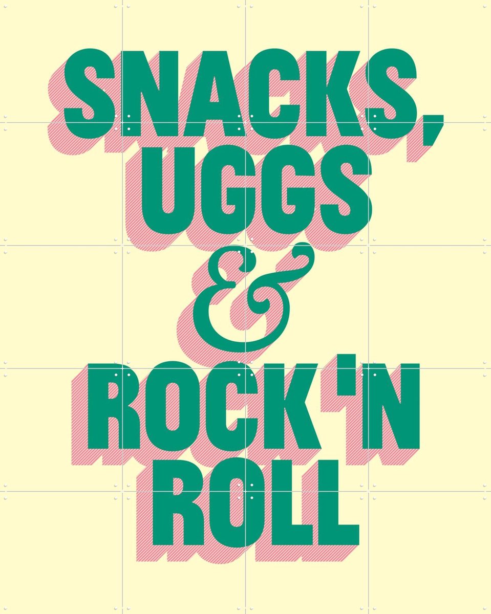 IXXI Snacks, Uggs & Rock 'n Roll, Studio Turbo - 80 x 100 cm - Gratis ophangtool - Grote wanddecoratie en posters - Grafisch Ontwerp, Typografie, Pop