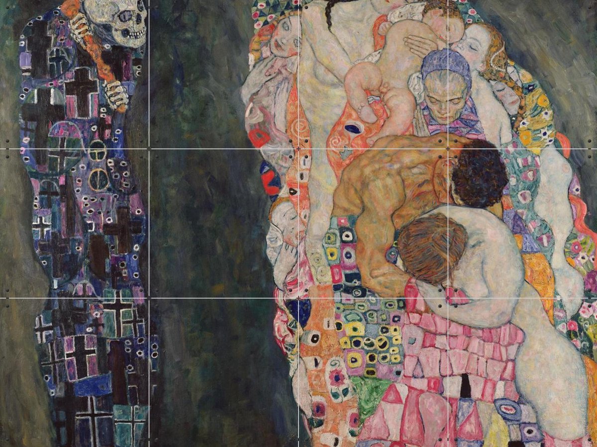 IXXI Death and Life 1911, Gustav Klimt & Bridgeman Images - 80 x 60 cm - Gratis ophangtool - Grote wanddecoratie en posters - Klassiek, Art Nouveau