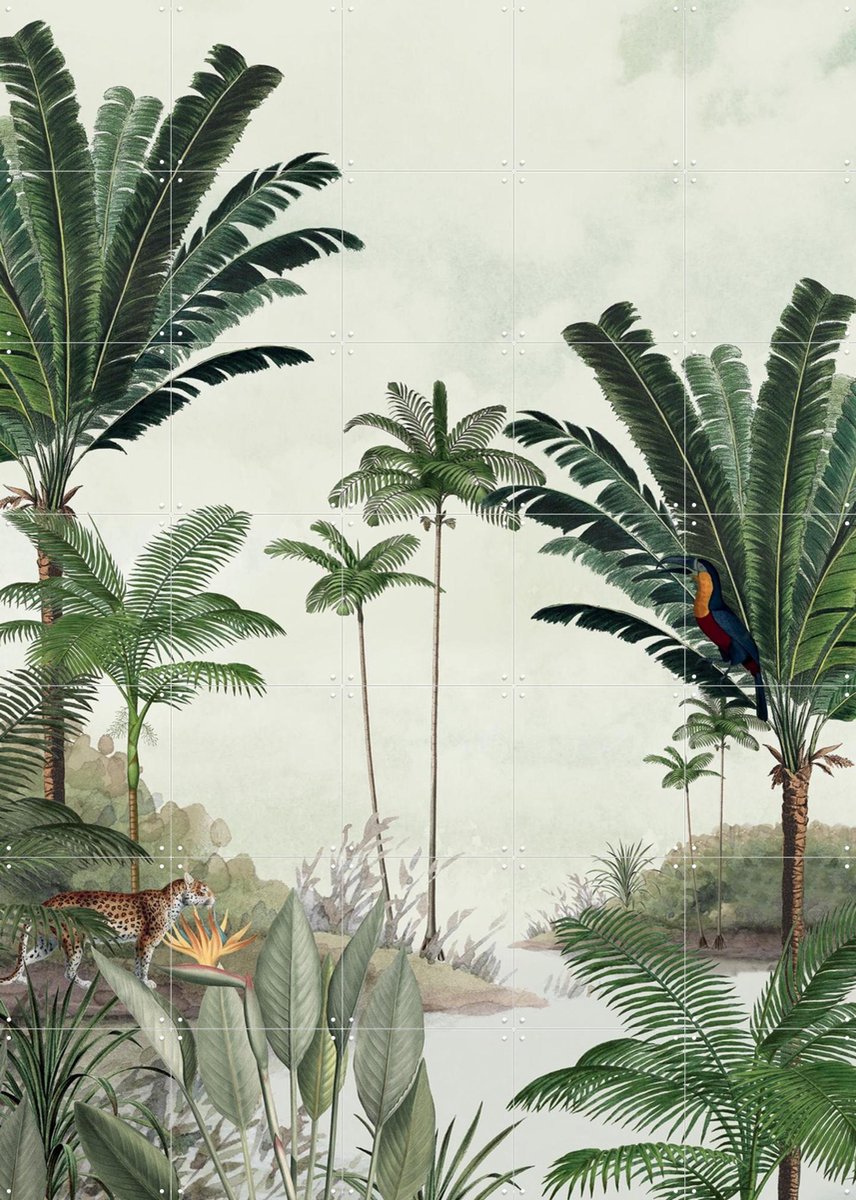 IXXI Rainforest, Creative Lab Amsterdam - 100 x 140 cm - Gratis ophangtool - Grote wanddecoratie en posters - Aquarel, Illustraties, Naturalisme