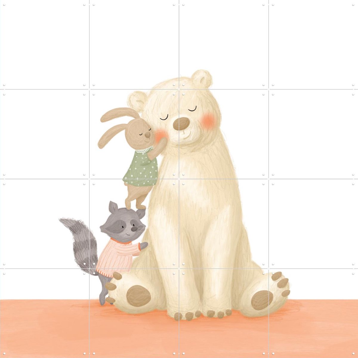 IXXI Hug For You, Studio Phie - 80 x 80 cm - Gratis ophangtool - Grote wanddecoratie en posters - Cartoonesk, Illustraties, Fantasierijk, Speels