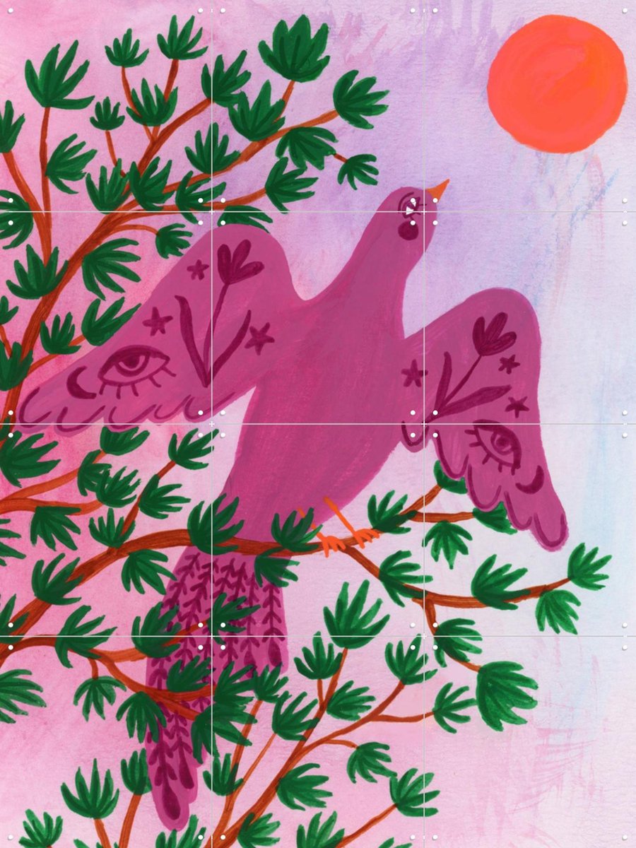 IXXI Dromen Achterna, Kirsten Blom Art & Illustration - 60 x 80 cm - Gratis ophangtool - Grote wanddecoratie en posters - Speels, Kleurrijk