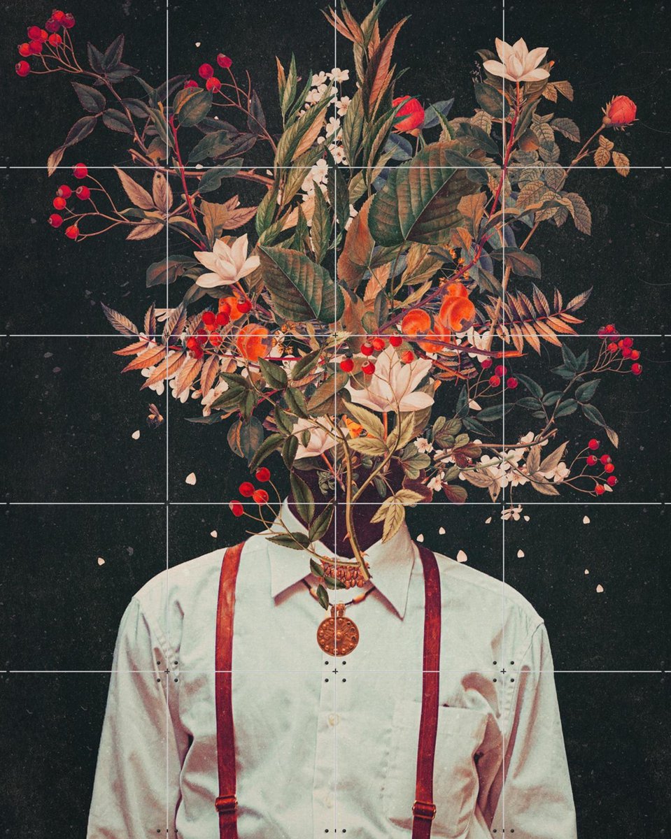 IXXI Foliage, Frank Moth - 80 x 100 cm - Gratis ophangtool - Grote wanddecoratie en posters - Digitale Kunst, Surrealisme, Collage, Slaapkamer