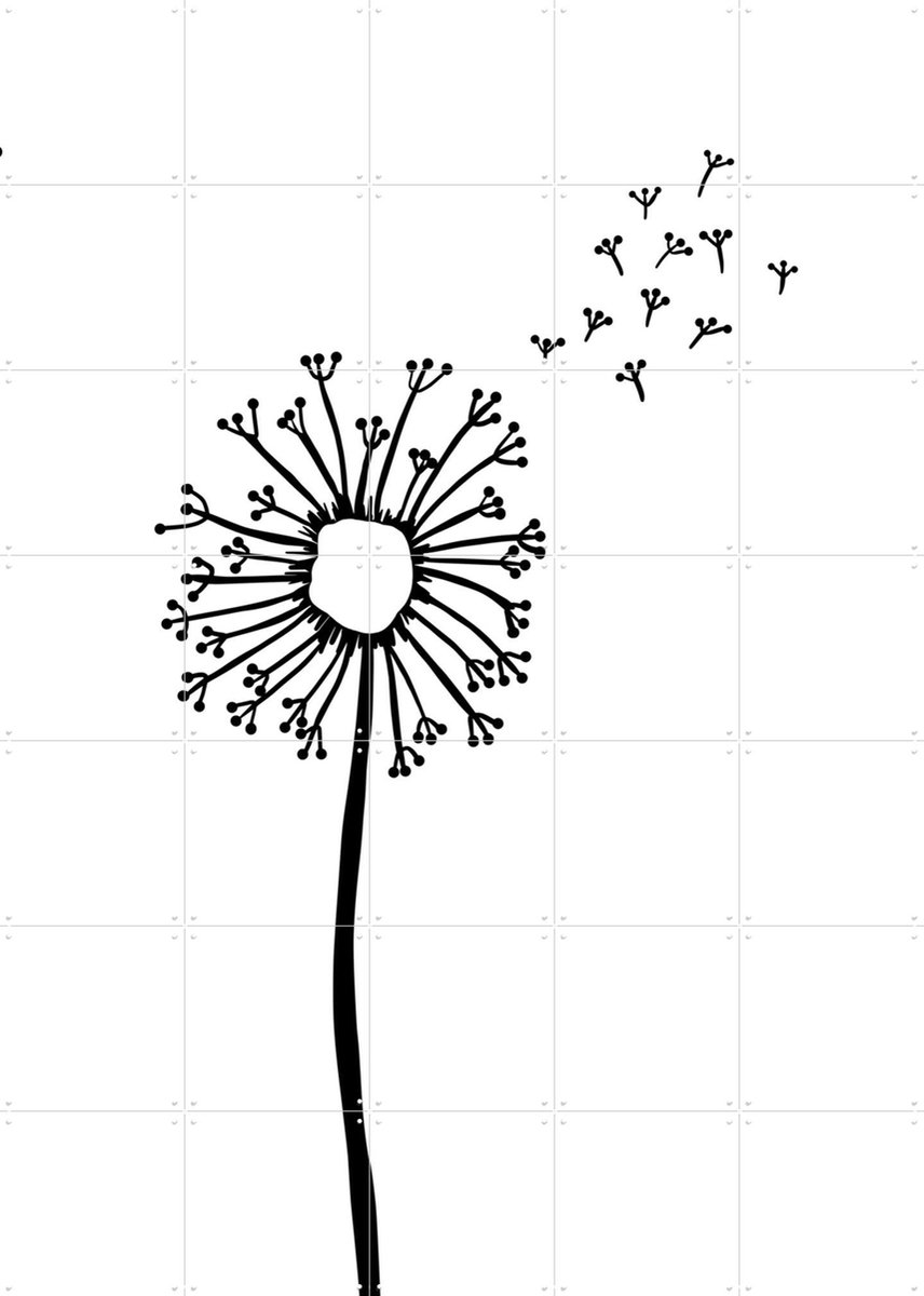 IXXI Dandelion Wish, BAINAI - 100 x 140 cm - Gratis ophangtool - Grote wanddecoratie en posters - Line art, Minimalisme, Illustraties, Kinderkamer