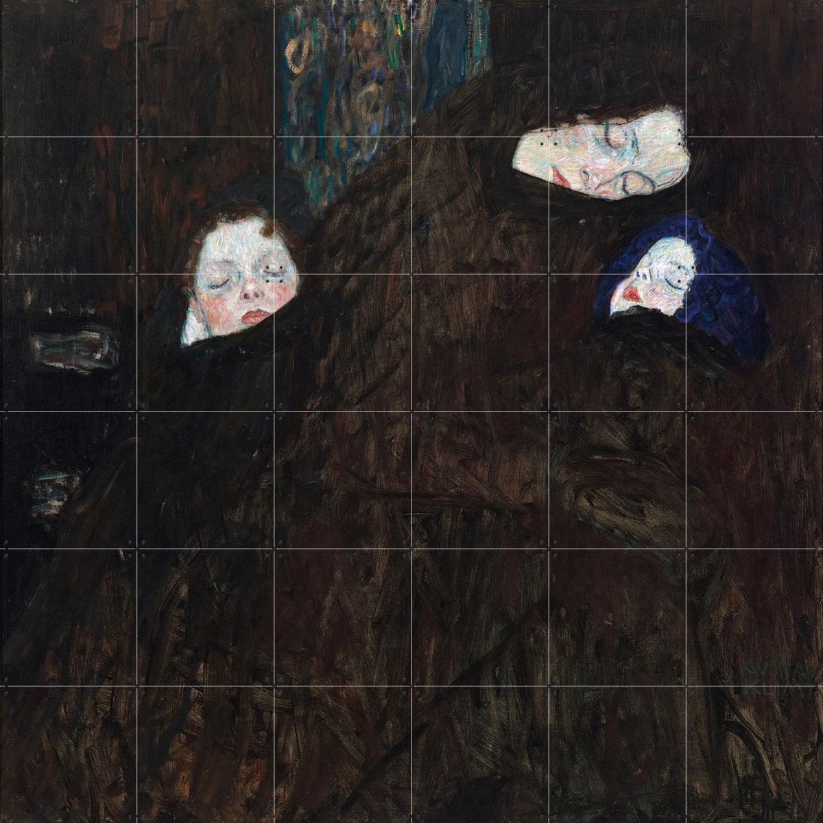 IXXI Mother with two Children 1909, Gustav Klimt & Bridgeman Images - 120 x 120 cm - Gratis ophangtool - Grote wanddecoratie en posters - Olieverf