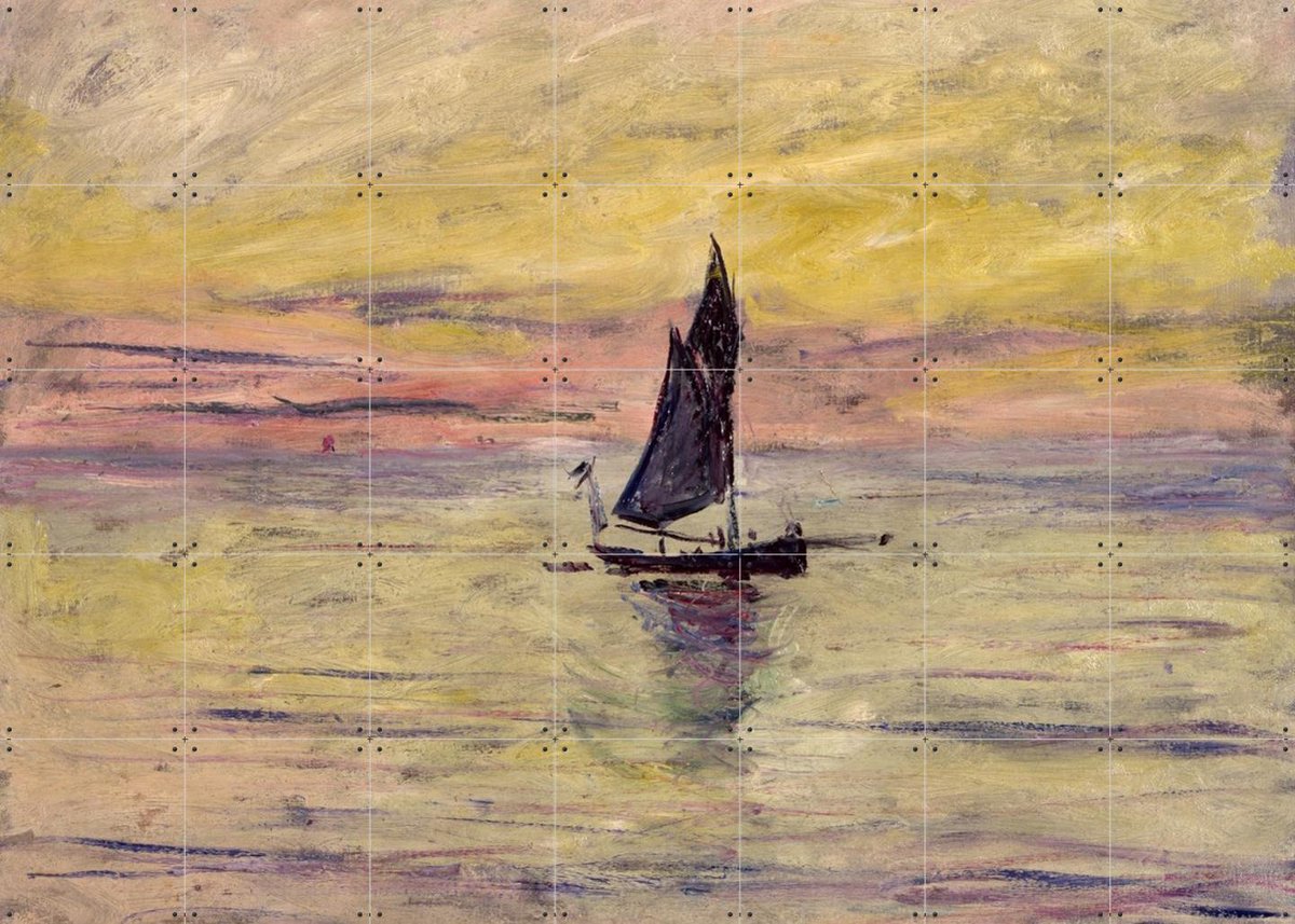 IXXI The Sailing Boat - Evening Effect, Claude Monet & Bridgeman Images - 140 x 100 cm - Gratis ophangtool - Grote wanddecoratie en posters -