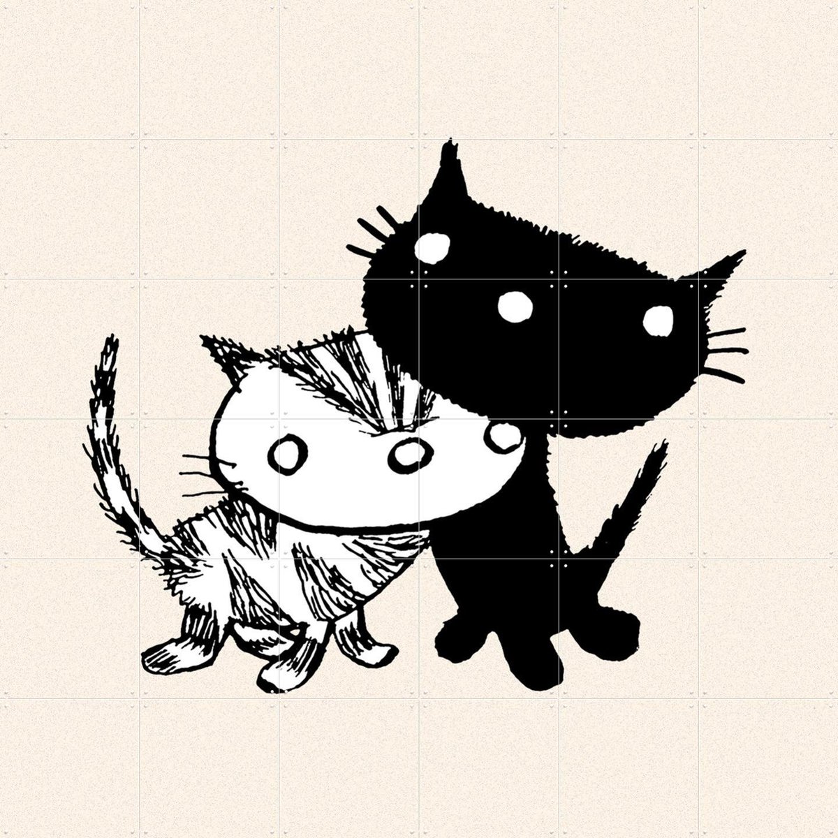IXXI Pim & Pom 5, Fiep Westendorp - 120 x 120 cm - Gratis ophangtool - Grote wanddecoratie en posters - Line art, Cartoonesk, Speels, Illustraties