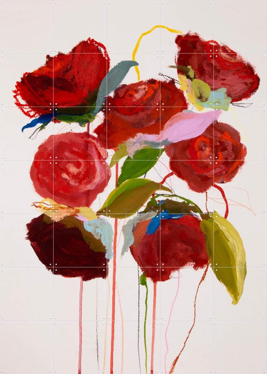 IXXI My Red Door, Leigh Viner - 100 x 140 cm - Gratis ophangtool - Grote wanddecoratie en posters - Abstract, Kwaststreken, Olieverf, Slaapkamer