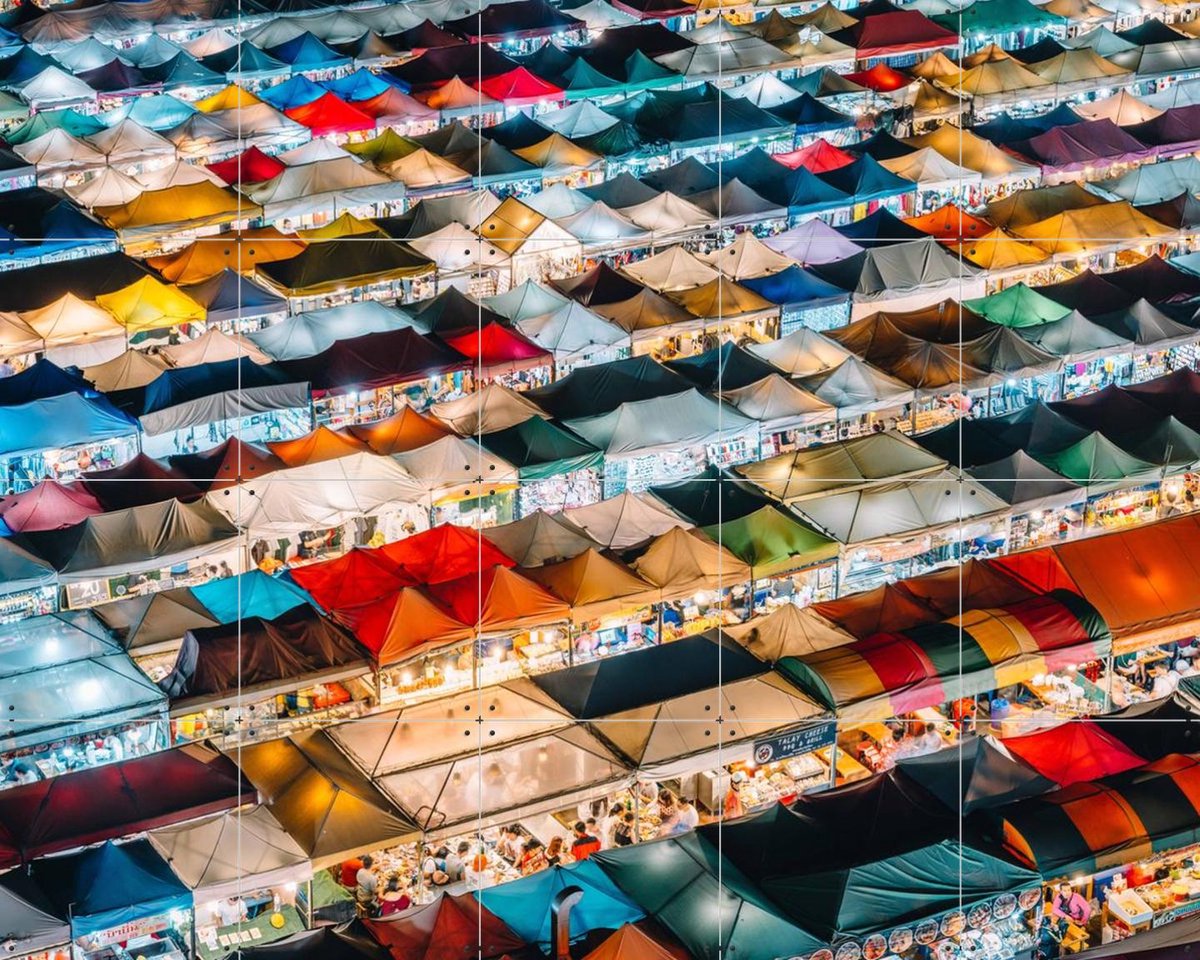 IXXI Market, Tristan Zhou - 100 x 80 cm - Gratis ophangtool - Grote wanddecoratie en posters - Fotografie, Kleurrijk, Eetkamer, Mancave, Woonkamer