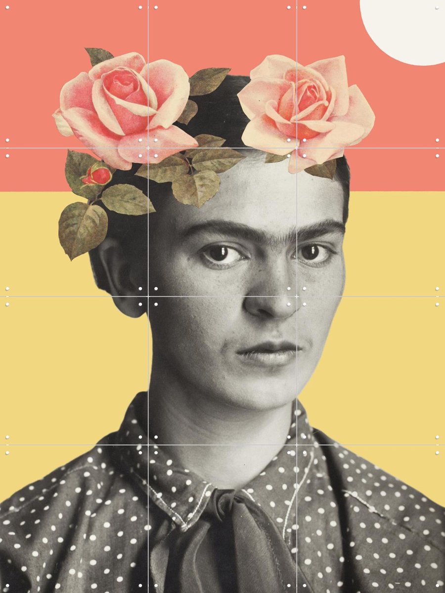 IXXI Frida, Florent Bodart - 60 x 80 cm - Gratis ophangtool - Grote wanddecoratie en posters - Kleurrijk, Vintage, Collage, Illustraties, Pop art