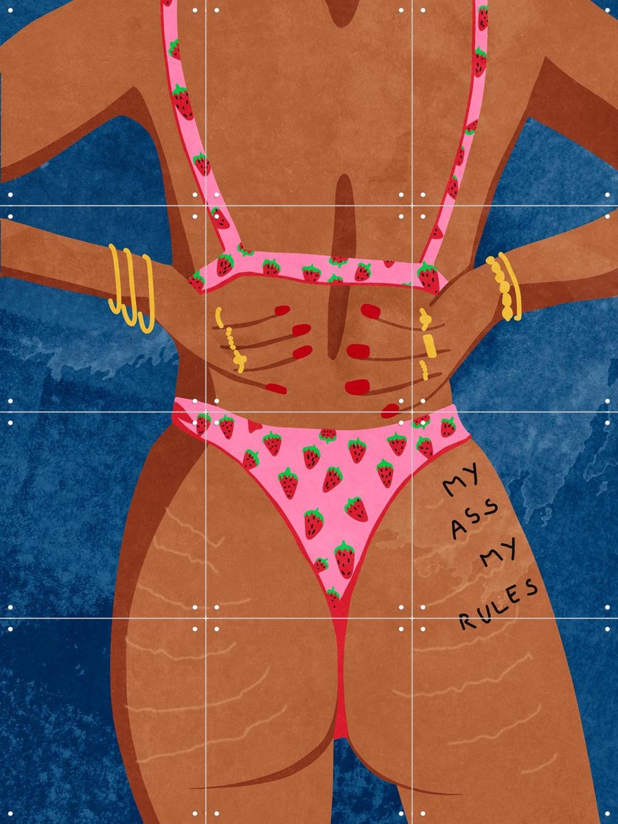 IXXI My Ass My Rules, Raissa Oltmanns - 60 x 80 cm - Gratis ophangtool - Grote wanddecoratie en posters - Cartoonesk, Illustraties, Grafisch Ontwerp