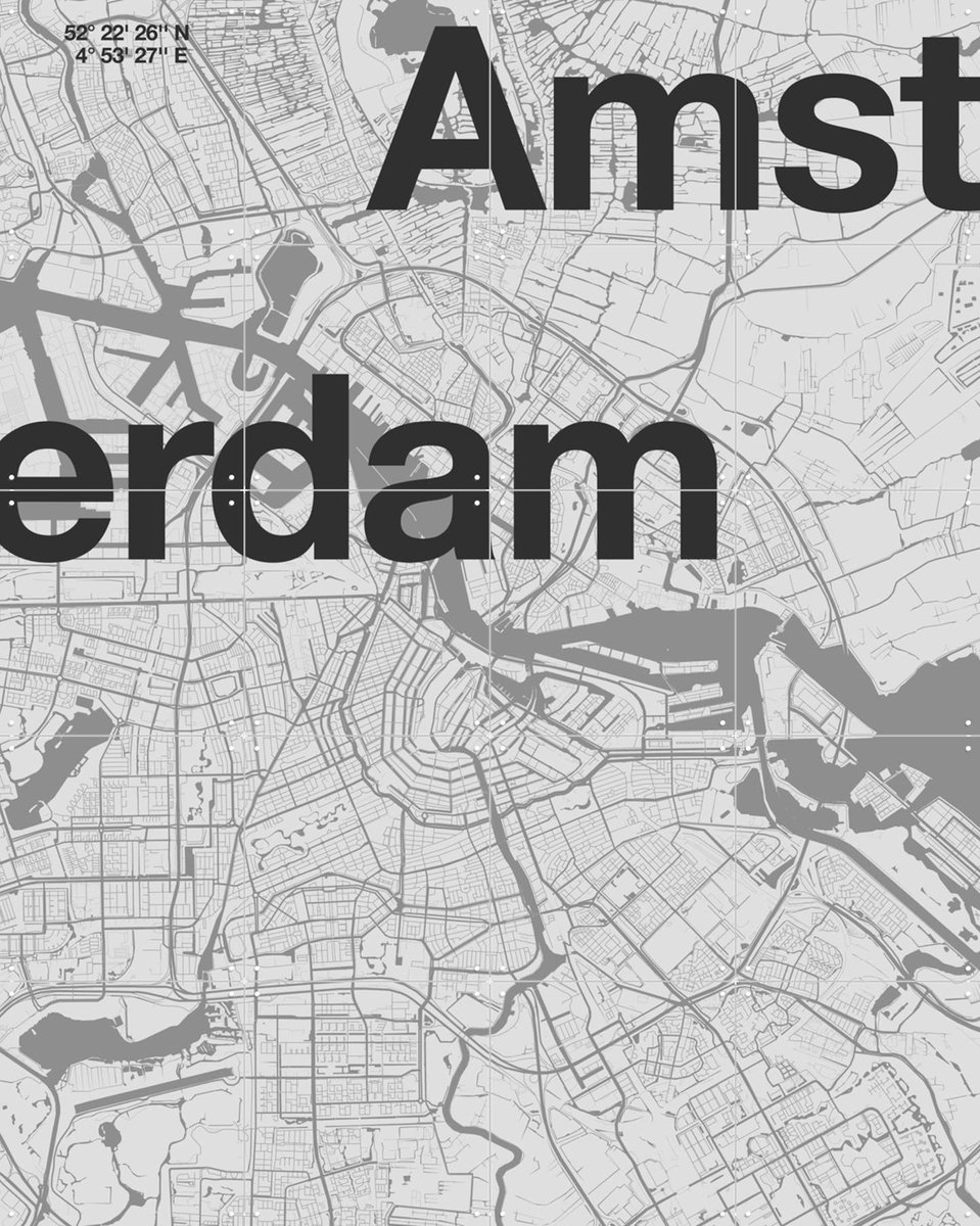 IXXI Amsterdam Map, Florent Bodart - 80 x 100 cm - Gratis ophangtool - Grote wanddecoratie en posters - Geometrische Kunst, Illustraties, Grafisch