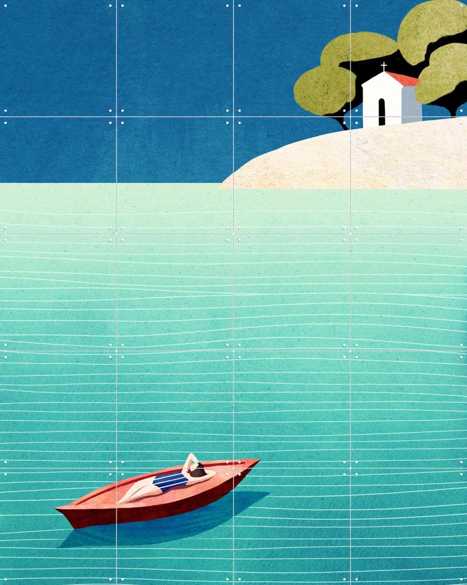 IXXI La Siesta, Henry Rivers - 80 x 100 cm - Gratis ophangtool - Grote wanddecoratie en posters - Grafisch Ontwerp, Minimalisme, Illustraties