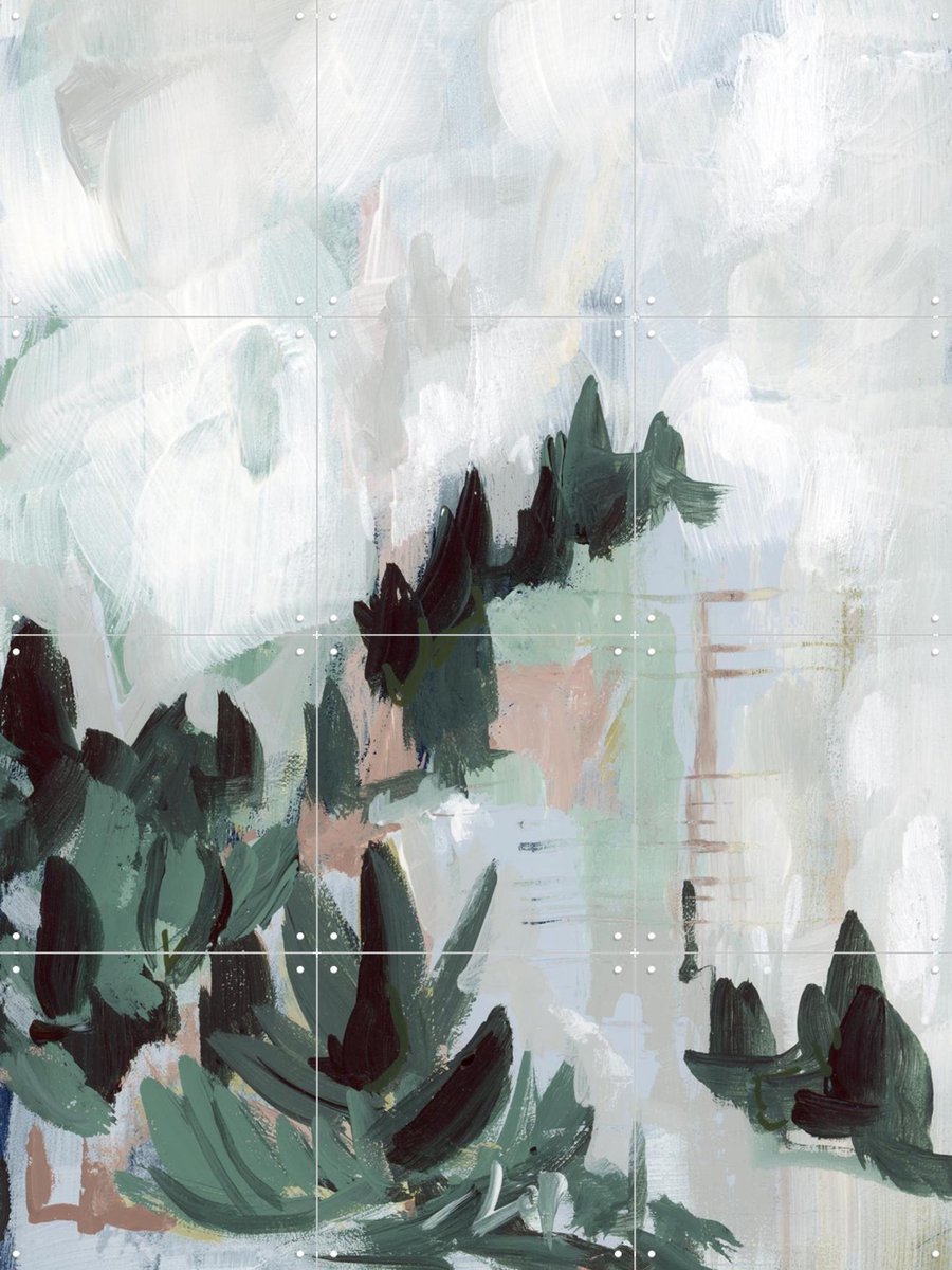 IXXI Modern Forest 1, Green Barn Studio - 60 x 80 cm - Gratis ophangtool - Grote wanddecoratie en posters - Kwaststreken, Abstract, Olieverf