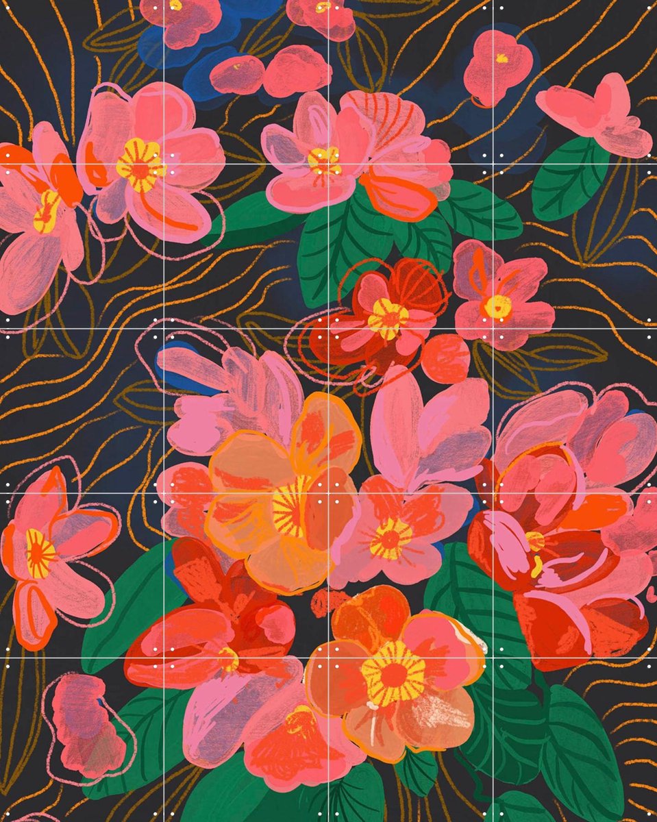 IXXI Spring flowers, Gigi Rosado - 80 x 100 cm - Gratis ophangtool - Grote wanddecoratie en posters - Kleurrijk, Grafisch Ontwerp, Illustraties