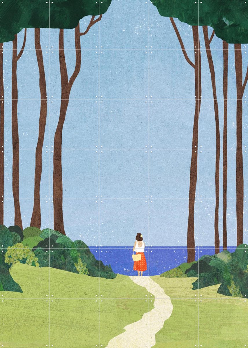 IXXI Day Trip, Henry Rivers - 100 x 140 cm - Gratis ophangtool - Grote wanddecoratie en posters - Minimalisme, Kleurrijk, Illustraties, Digitale