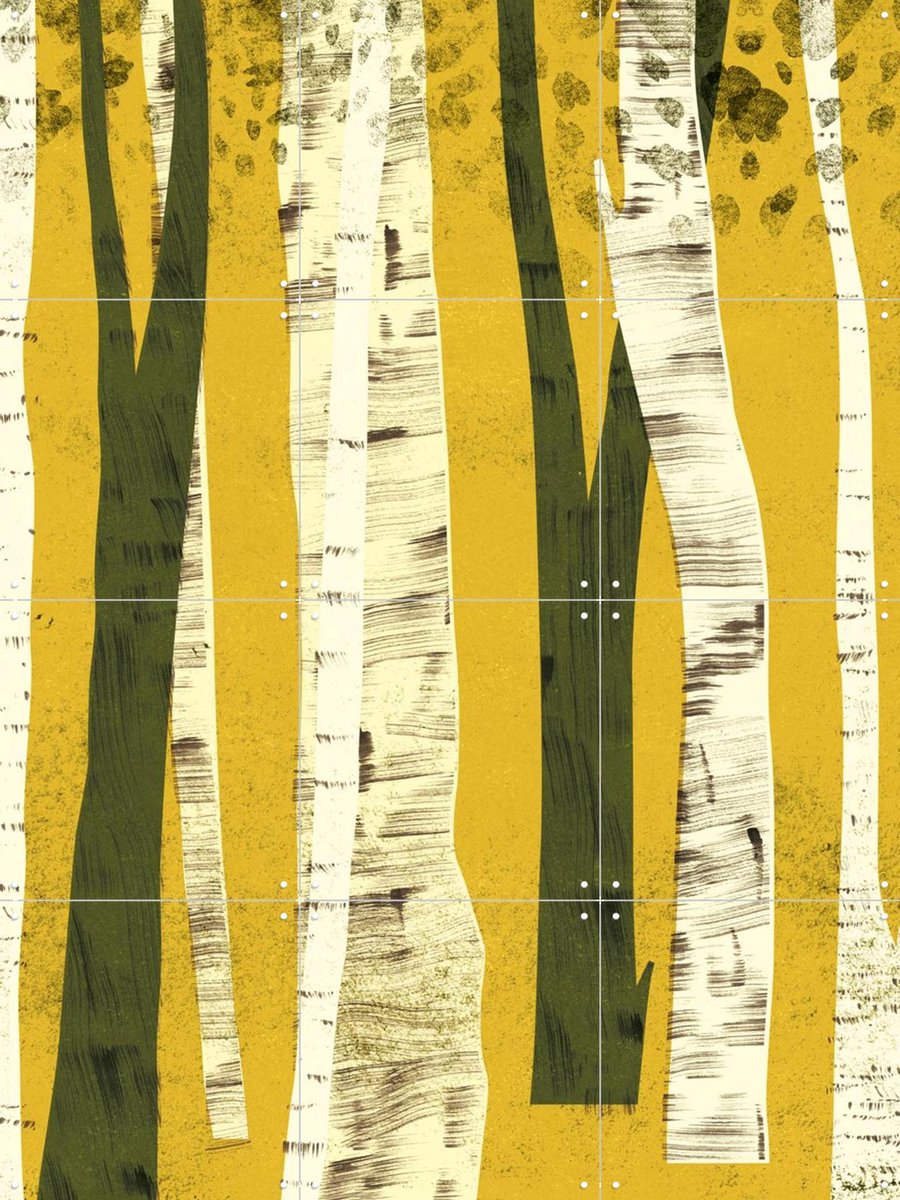 IXXI Forest Ocher, Lotte Dirks - 60 x 80 cm - Gratis ophangtool - Grote wanddecoratie en posters - Grafisch Ontwerp, Kleurrijk, Illustraties