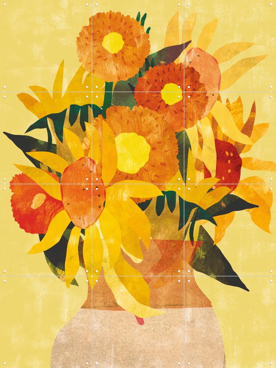 IXXI Sunflowers in a Vase, Lotte Dirks & Van Gogh 21st Century - 60 x 80 cm - Gratis ophangtool - Grote wanddecoratie en posters - Klassiek, Abstract