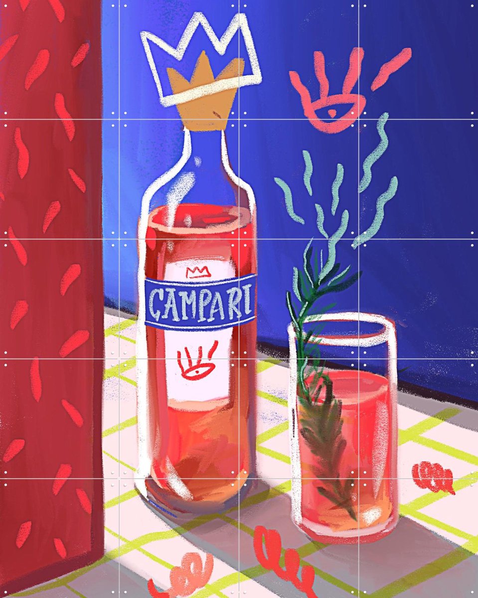 IXXI Campari, Pop-art by Tadej - 80 x 100 cm - Gratis ophangtool - Grote wanddecoratie en posters - Pop art, Digitale Kunst, Illustraties, Kleurrijk