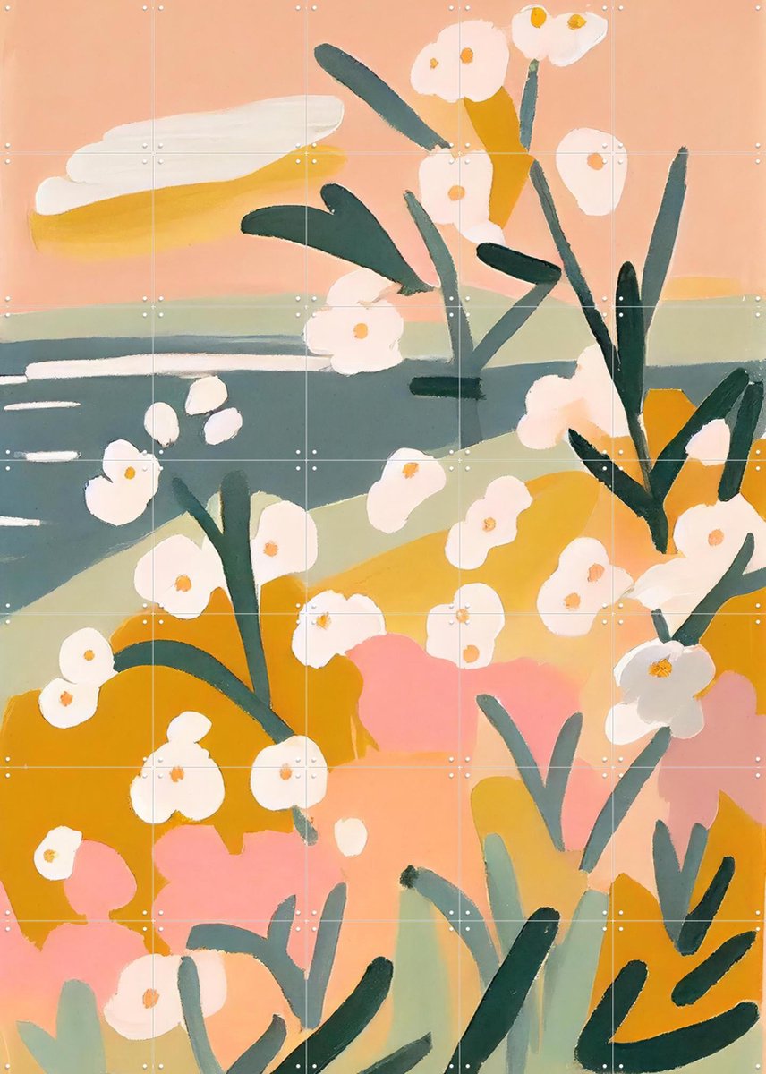 IXXI Flowers By The Sea, Treechild & Various - 100 x 140 cm - Gratis ophangtool - Grote wanddecoratie en posters - Speels, Illustraties, Slaapkamer